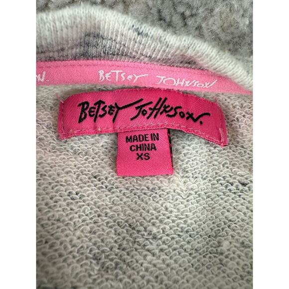 Betsey Johnson Sz XS Sweatshirt Dress Drawstring Drop-Waist Heather Gray - Picture 8 of 10